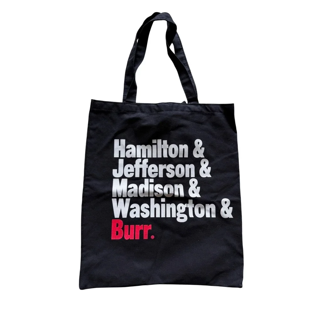 HAMILTON Tote Bag Black Canvas Broadway‎ Musical Graphic Print